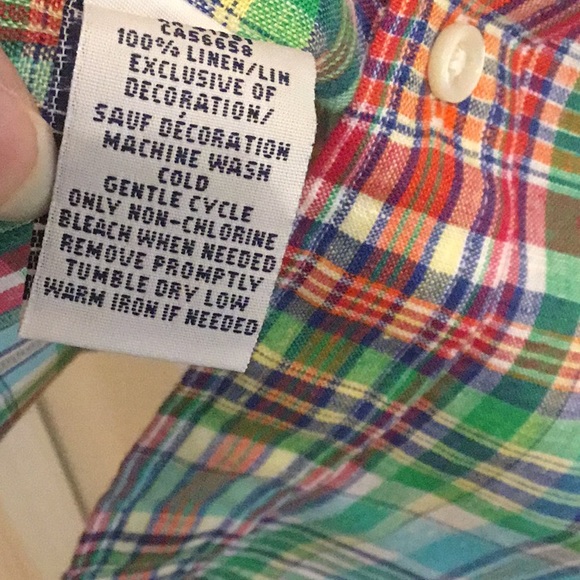 *EUC* Ralph Lauren linen plaid button down short sleeve shirt. Size XL. - Picture 4 of 5